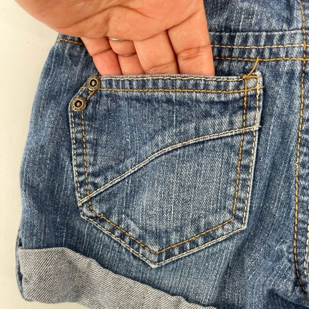 Arizona Jean Co Girls Cuffed Denim Shorts Rolled Hem Size 7 Mid Rise Cotton